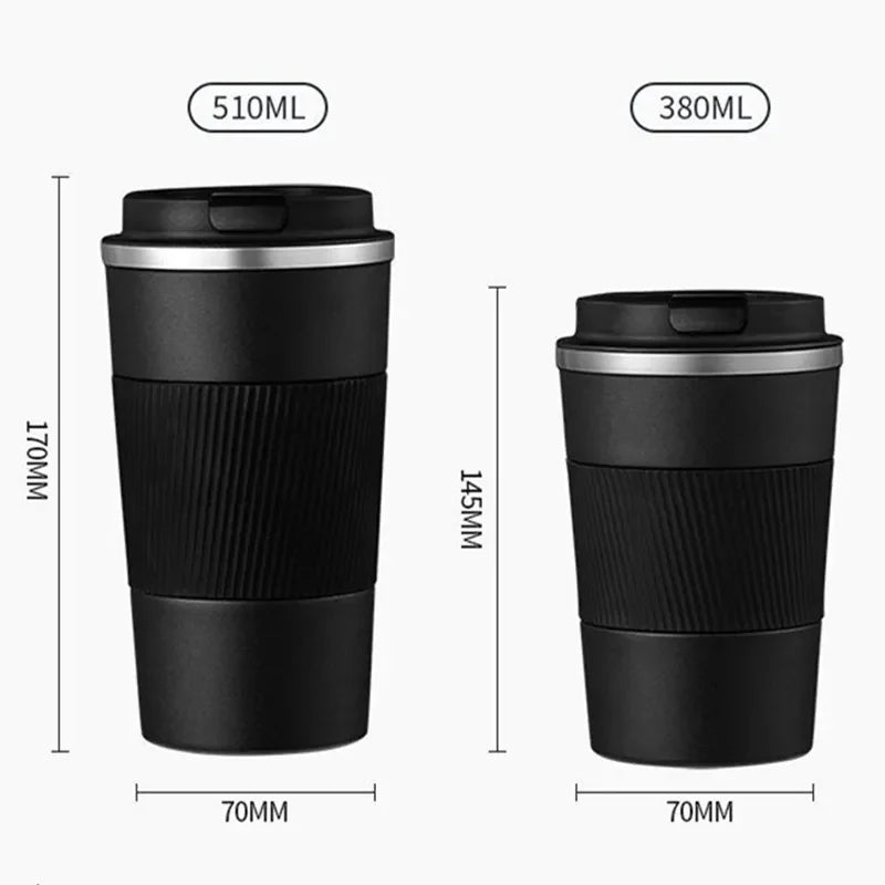 Durable Stainless Steel Thermal Mug: Leakproof Coffee Water Bottle for Travel, 380/510ML Capacity