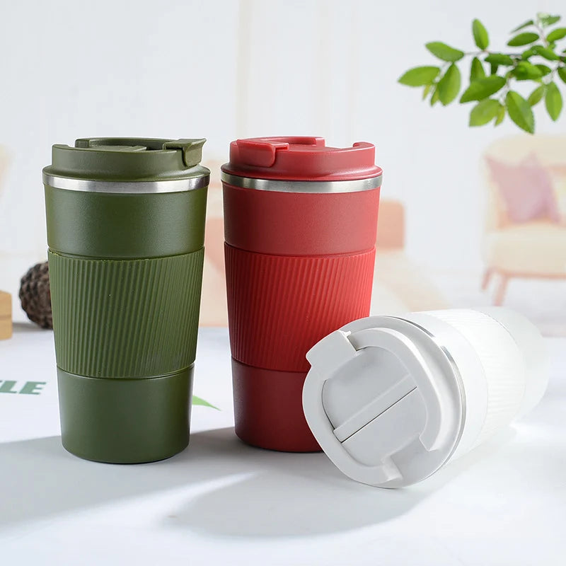 Durable Stainless Steel Thermal Mug: Leakproof Coffee Water Bottle for Travel, 380/510ML Capacity
