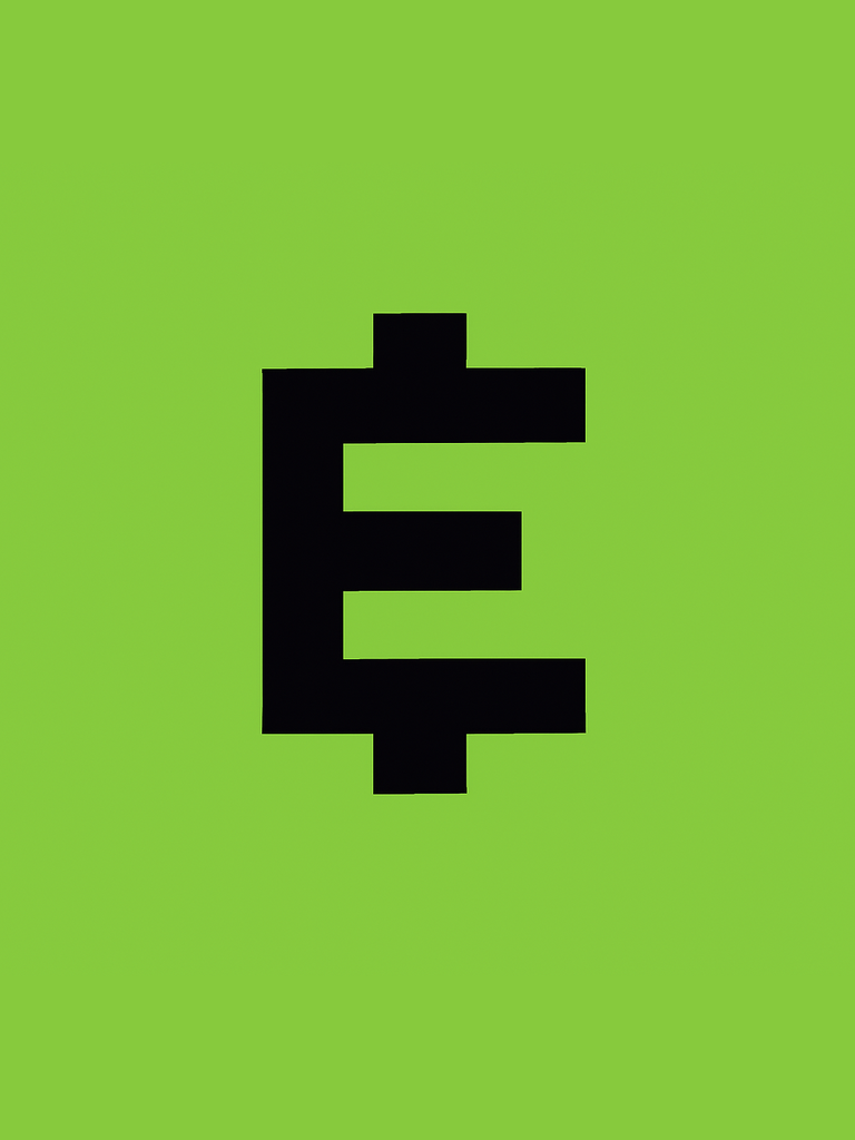 Black pixelated dollar sign icon on light green background